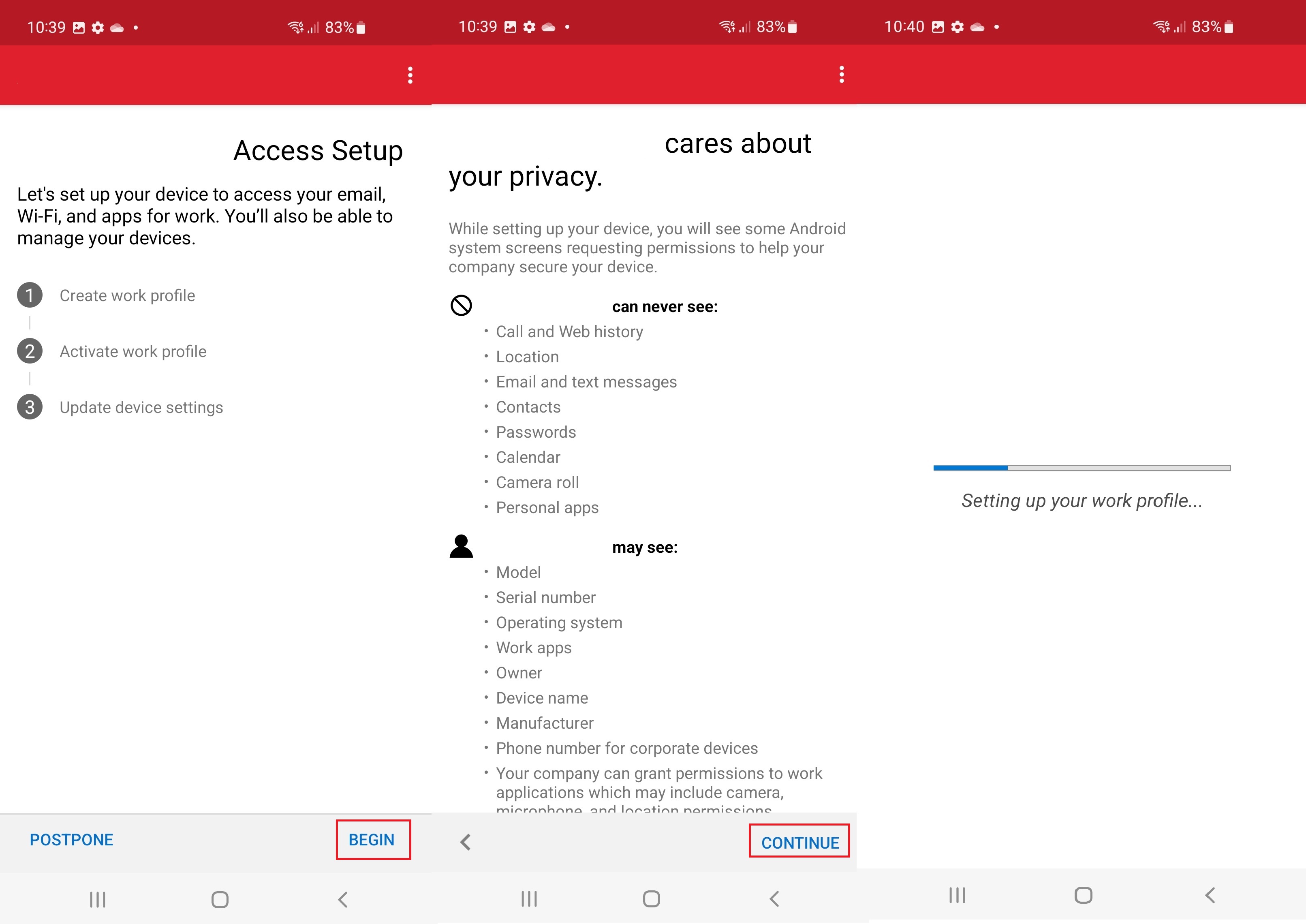 Android/Create Work Profile