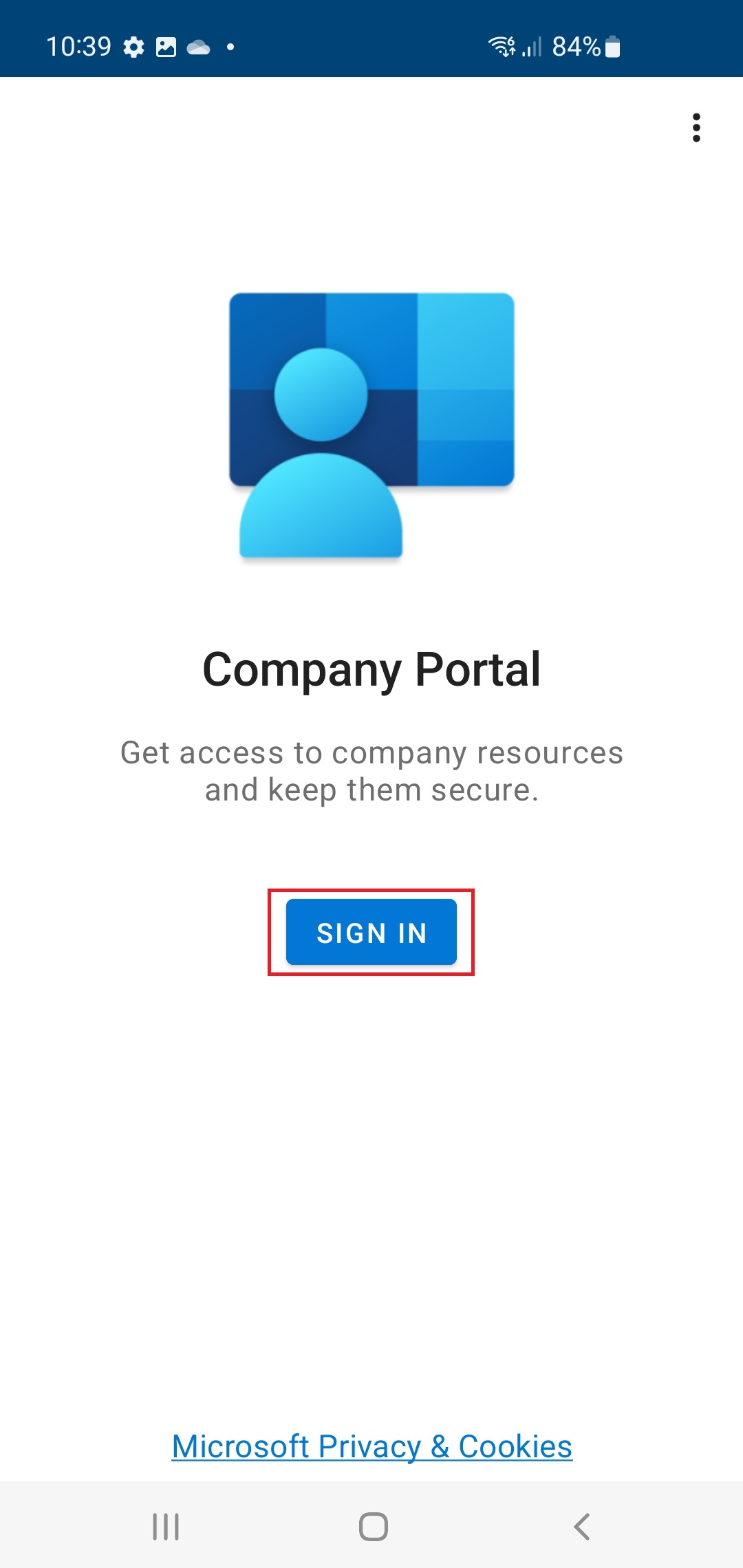 Android/Samsung Setup Screen