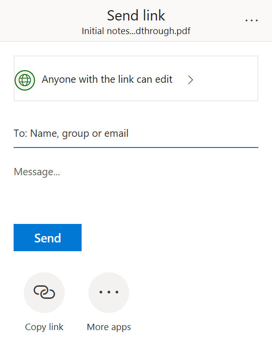 OneDrive Share Window 1